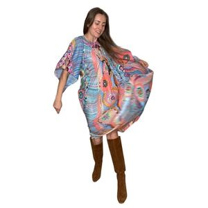 LANE BRYANT Vintage Vibrant Psychedelic Print Kaftan Maxi Dress Butterfly Sleeve